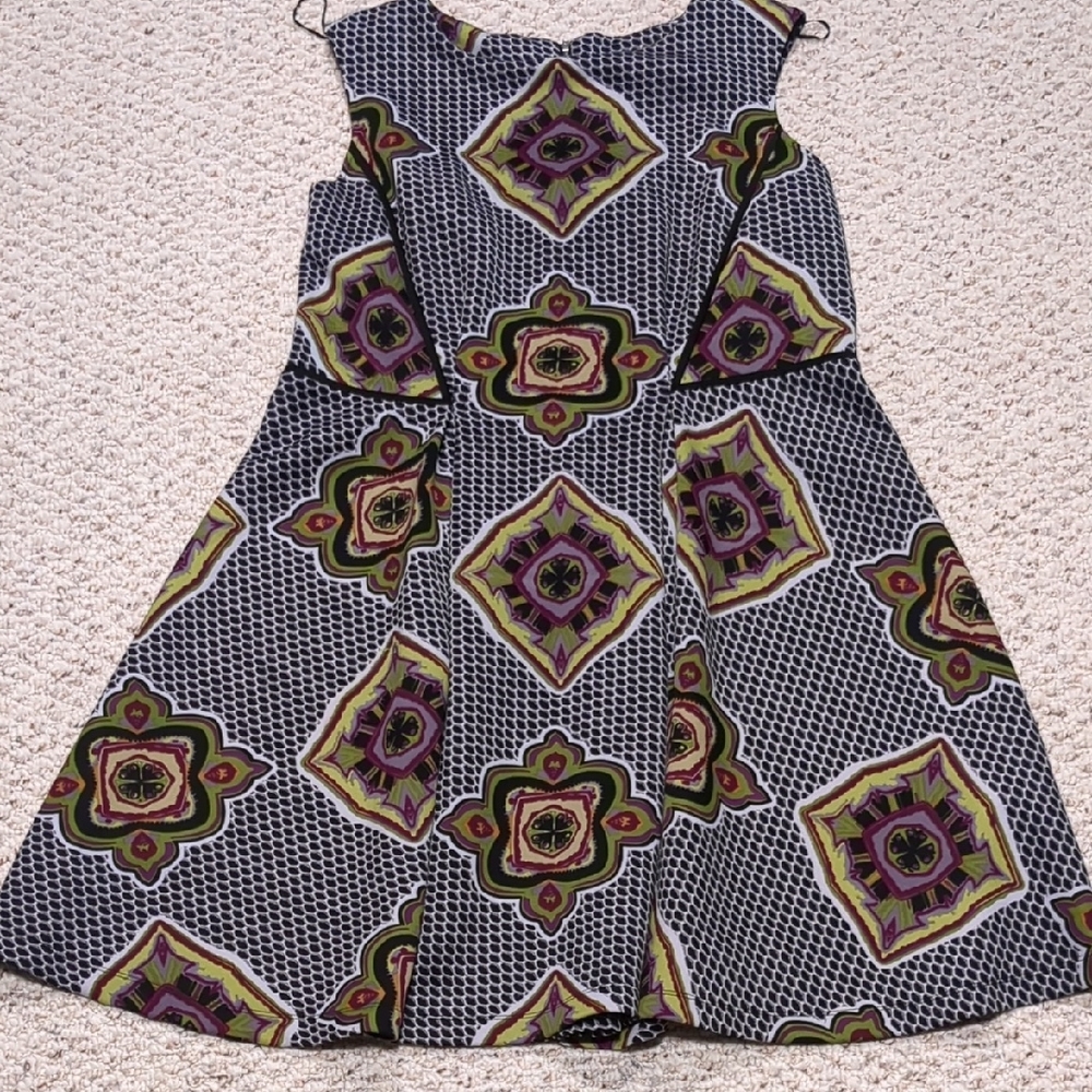 Gabby Skye Blue and White A-line Midi Dress